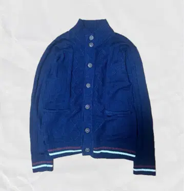 네이비 케이블 짜임 가디건 긴팔 빈티지