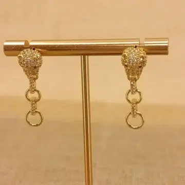 빈티지 골드 양쪽 귀 세트 2개 귀걸이 레온 지르코니아 레트로