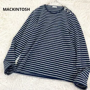 매킨토시 철학 어깨 버튼 보더 울 니트 네이비 일본제