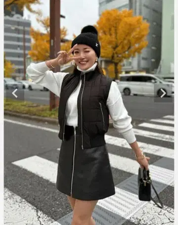 셰리에 sheller 스퀘어 퀼팅 베스트 자켓 블랙