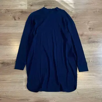 미즈이로 인디 면 100% 일본제 하이넥 리브 롱 풀오버