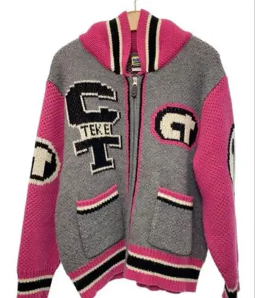 teket 테켓 카우친 니트 자켓 아크릴 PNK