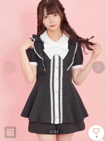 [ 새상품급 ] Secrethoney 펄 카라 셋업 시크릿허니 반팔