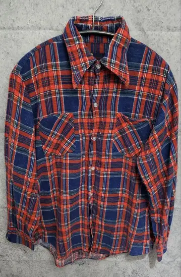 70년대 프릴 플란넬 셔츠 긴팔 셔츠 레트로 아메카지