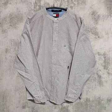 80s-90s TOMMY HILFIGER 밴드 카라 셔츠 자수 로고