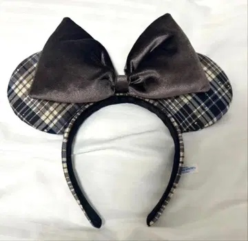 디즈니 체크 무늬 머리띠