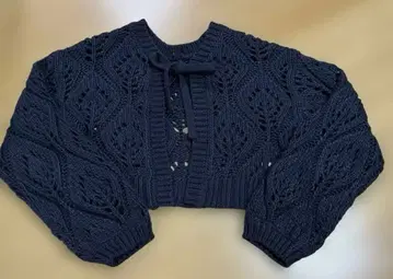 사만사 모스모스 패턴 편직 시스루 앞뒤 2WAY 리본 니트 가디건