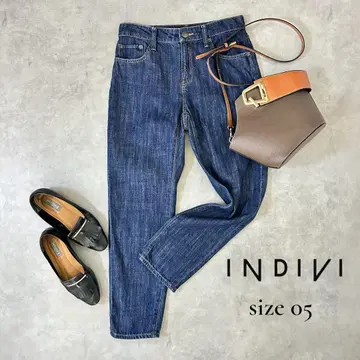 INDIVI 고급 스트레이트 데님 팬츠 05 (XS 상당) 슬림 실루엣