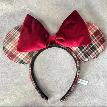 미니 마우스 체크 무늬 머리띠
