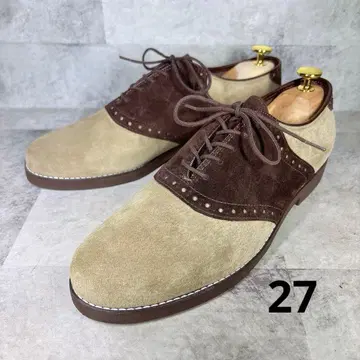 미사용급 HUSH PUPPIES 안장 신발 27 스웨이드 천연 가죽