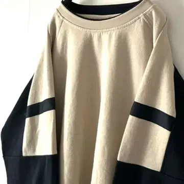 A.G DAVID 배색 맨투맨 트레이닝복 L 베이지 네이비 구제 의류