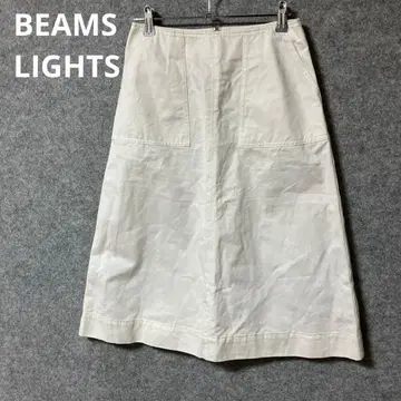 BEAMS LIGHTS 아이보리 미디 스커트 뒷면 지퍼