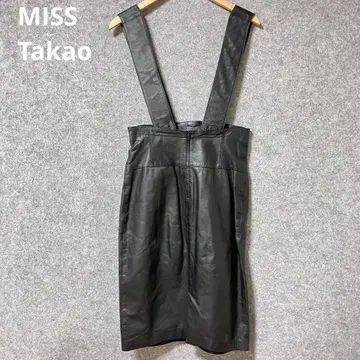 MISS Takao 블랙 소가죽 레더 서스펜더 스커트