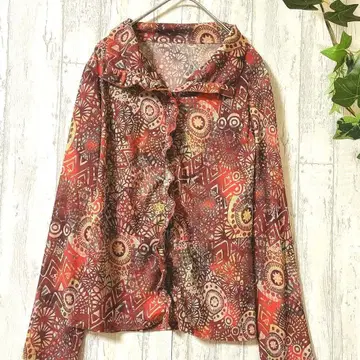 잔니 주디체 올 패턴 프릴 블라우스 40 고급 디자인