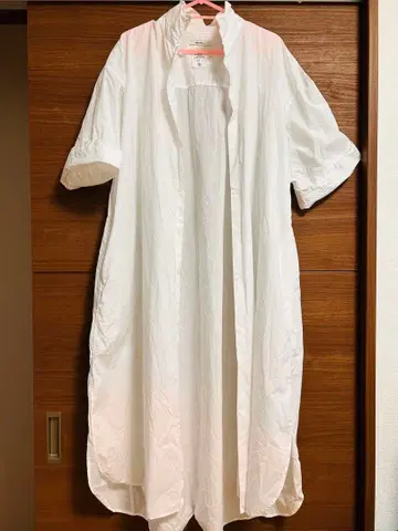 니코앤드 - 화이트 롱 셔츠 원피스 7부 소매