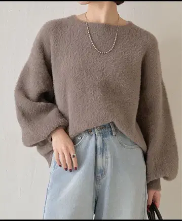 Jena espacemerveilleux 라메 페더 소프트 니트 모카