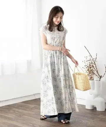 VIS [세탁 가능] 페치 부착  새틴 드로스트 와셔 원피스