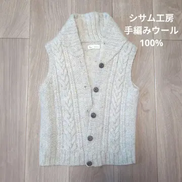 시삼 공방 울 100% 케이블 짜임 니트 베스트