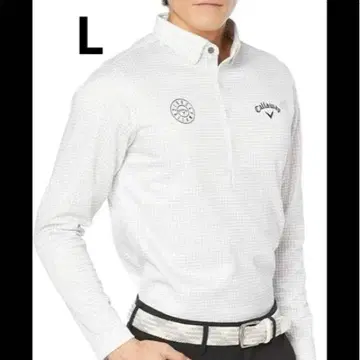 Callaway 캘러웨이 체크 무늬 긴팔 피케 셔츠 L 그레이
