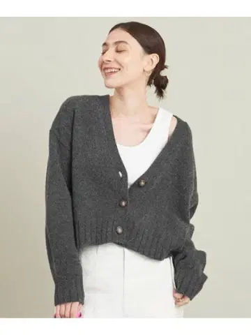 BEAUTY&YOUTH 5G 울 V넥 숏 가디건