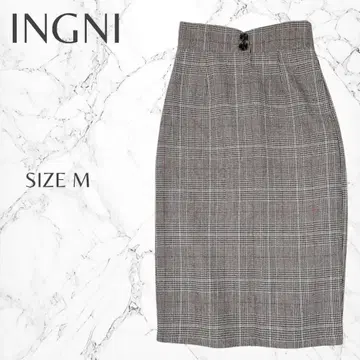 잉그 버튼 디자인 성숙/러블리 깔끔한 체크 무늬 타이트 스커트 M 고품질