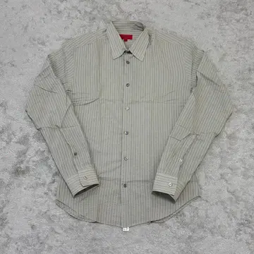 HUGO BOSS 스트라이프 셔츠 긴팔 L 남성용 그레이 BZ39