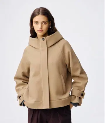 코지 멜톤 숏 후디 코트 이번 시즌 상품!! 베이지 M