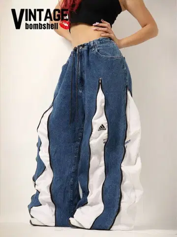 adidas 리메이크 데님 와이드 팬츠 재구축 데님 101177