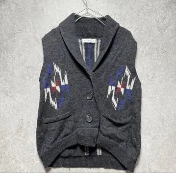 마오메이드 울 100% 네이티브 무늬 니트 베스트 M mao made