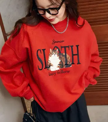 PUBLUX/ SLOTH 캣 속기모 맨투맨 M