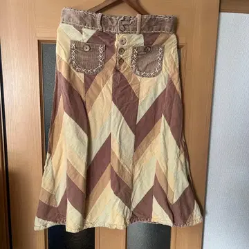 Hammock 해먹 패치워크 롱 스커트 베이지 계열