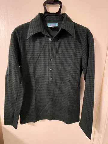 HAMNETT 다크 그린 체크 무늬 긴팔 셔츠 M