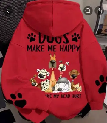 여성용 후드 부착 빨간색 오버 사이즈 맨투맨