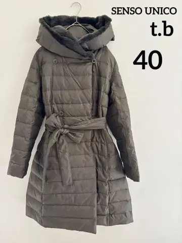센소유니코 t.b 다운 코트 벨트 포함 카키 40 리버서블