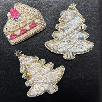 숏케이크 비즈 자수 브로치 핸드메이드 액세서리