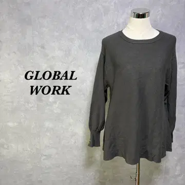 글로벌 워크 니트 티셔츠 리브 차콜 그레이 L 4881N