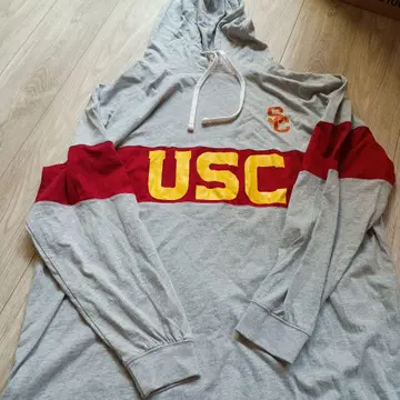 USC 후드 부착 후드티 그레이/빨간색