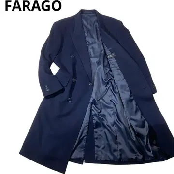 FARAGO 퓨어 캐시미어 더블 브레스트 롱 체스터 코트 네이비