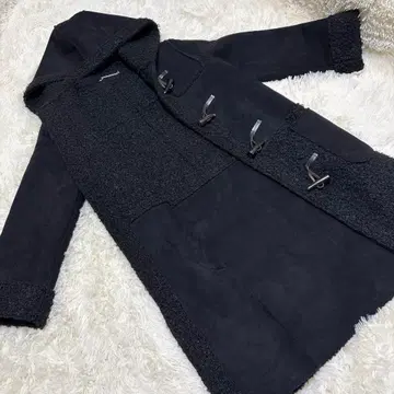 미라 오웬 새상품급 소가죽 더플 코트 블랙