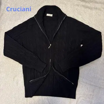 새상품급 최고급 크루치아니 캐시미어 100% 집업 니트 블랙 48