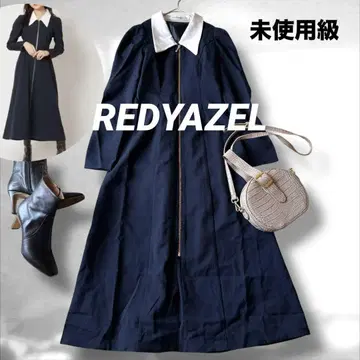 REDYAZEL 레이디 아젤 바이컬러 프론트 지퍼 원피스 네이비