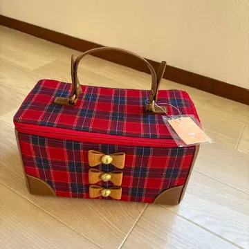 사만사베가 빨간색과 파랑색의 체크 무늬 백