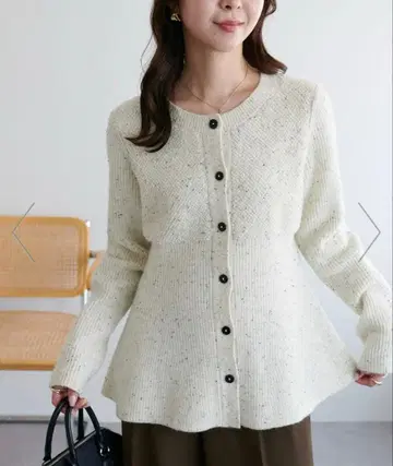 discoat 네프 리브 프론트 오픈 페플럼 풀오버