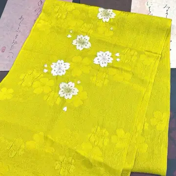 순수 실크 사쿠라 자수 오비 장식 천 새상품급