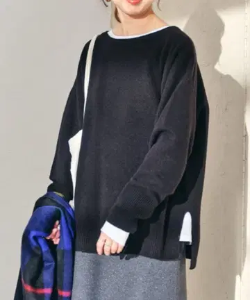 Spick & Span 울 캐시미어 루즈 풀오버 블랙