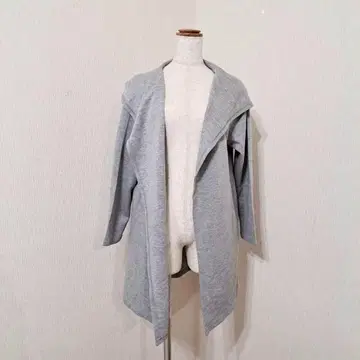 택 포함 미사용 후드 부착 버튼리스 가디건 [ M ] 그레이 신축성 무지