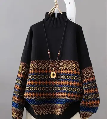 오늘 한정 가격 그라데이션 패턴 크루넥 스웨터