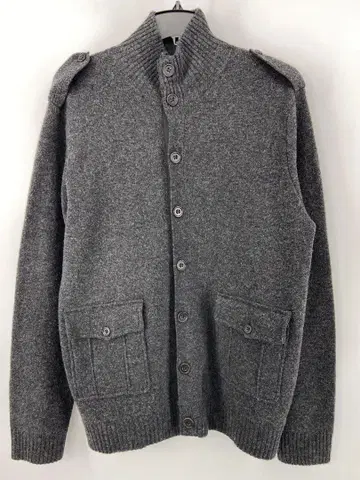 울 100% GAP 그레이 하이넥 가디건 S