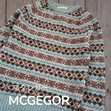 빈티지 McGregor 맥레거 페어아일 패턴 블루 계열 니트