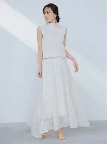 anuans 이레헴 펄 스커트 니트 세트 S 베이지